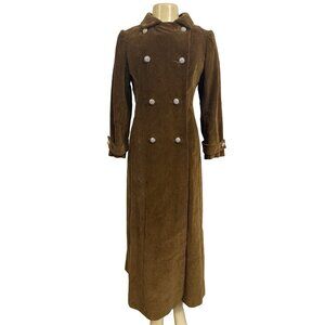 Originala Vintage 1960's Women's Corduroy Maroon Double Breasted Long Coat